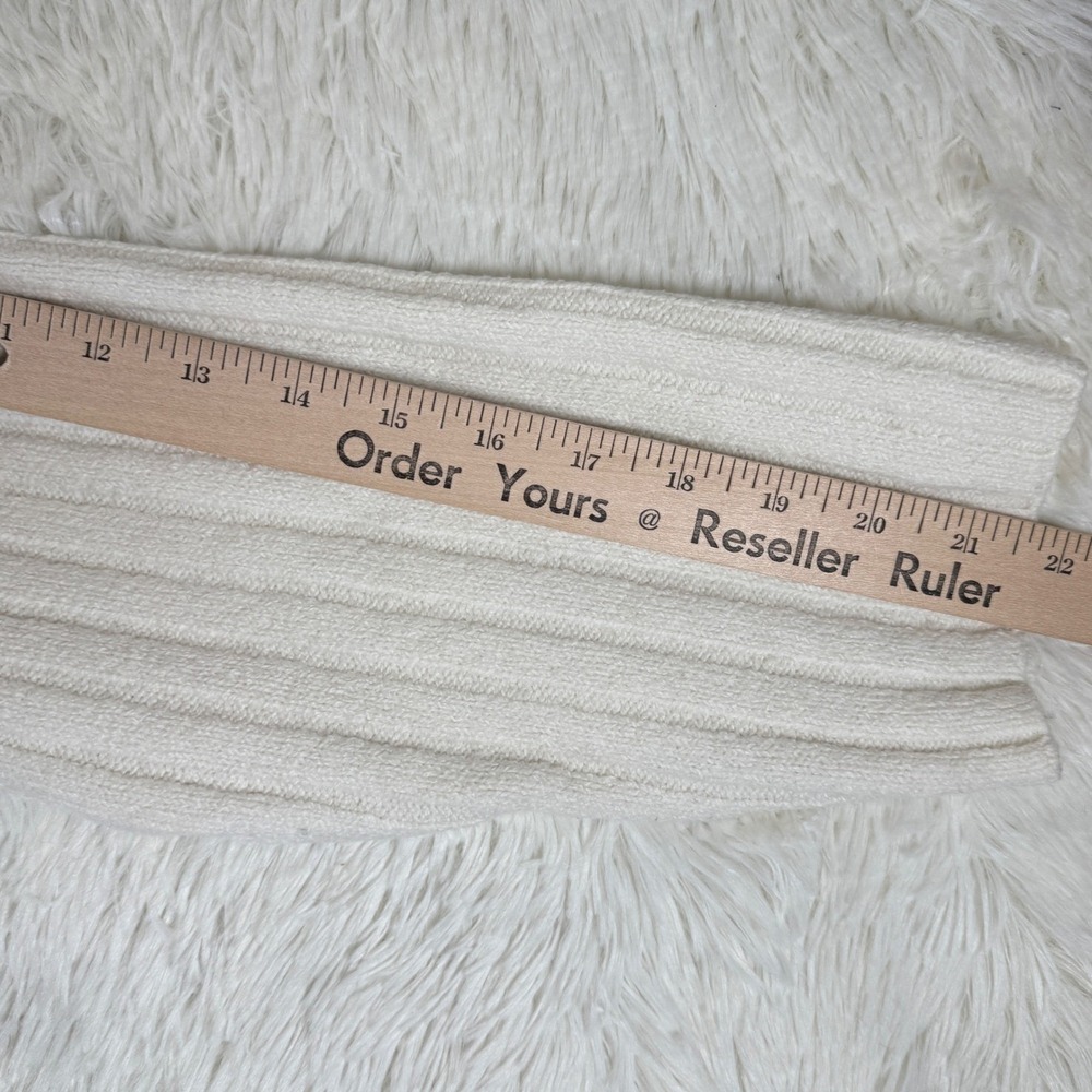 Open Edit Ribbed Mock Neck Cropped Sweater Large Neutral Minimalist Chic Preppy - Picture 6 of 9